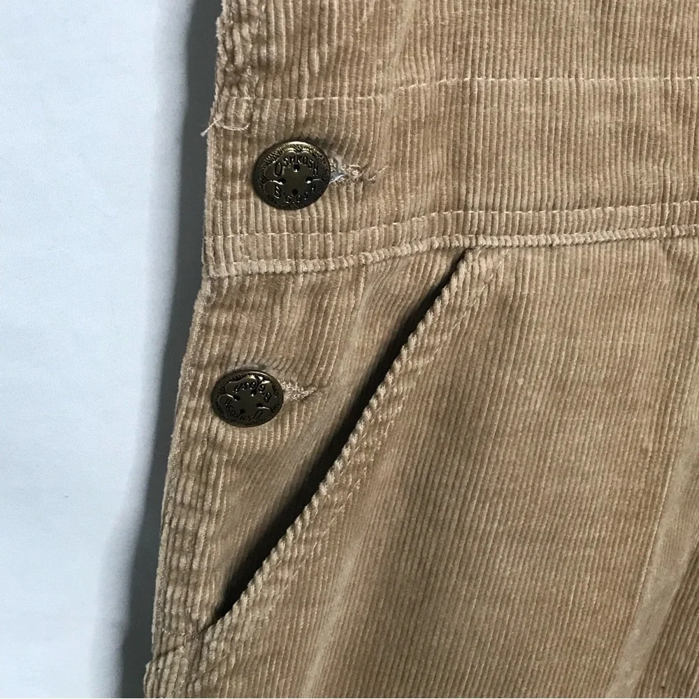 Vintage OshKosh Brown Corduroy Dress Jumper Overalls Pre 1980 USA Made Union Tag
